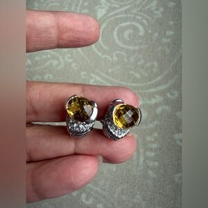 judith ripka sterling Silver citrine Gemstone Earrings